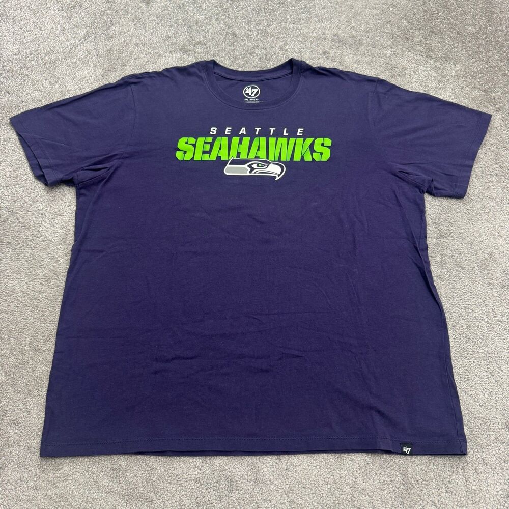 '47 Seattle Seahawks Graphic T-Shirt Mens XXL Navy Blue Crew Neck Cotton Tee